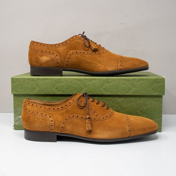 Gucci Brown Suede Kiltie Tassel Cap Toe Brogue Oxfords Size 9 UK / 9.5 US main image 4